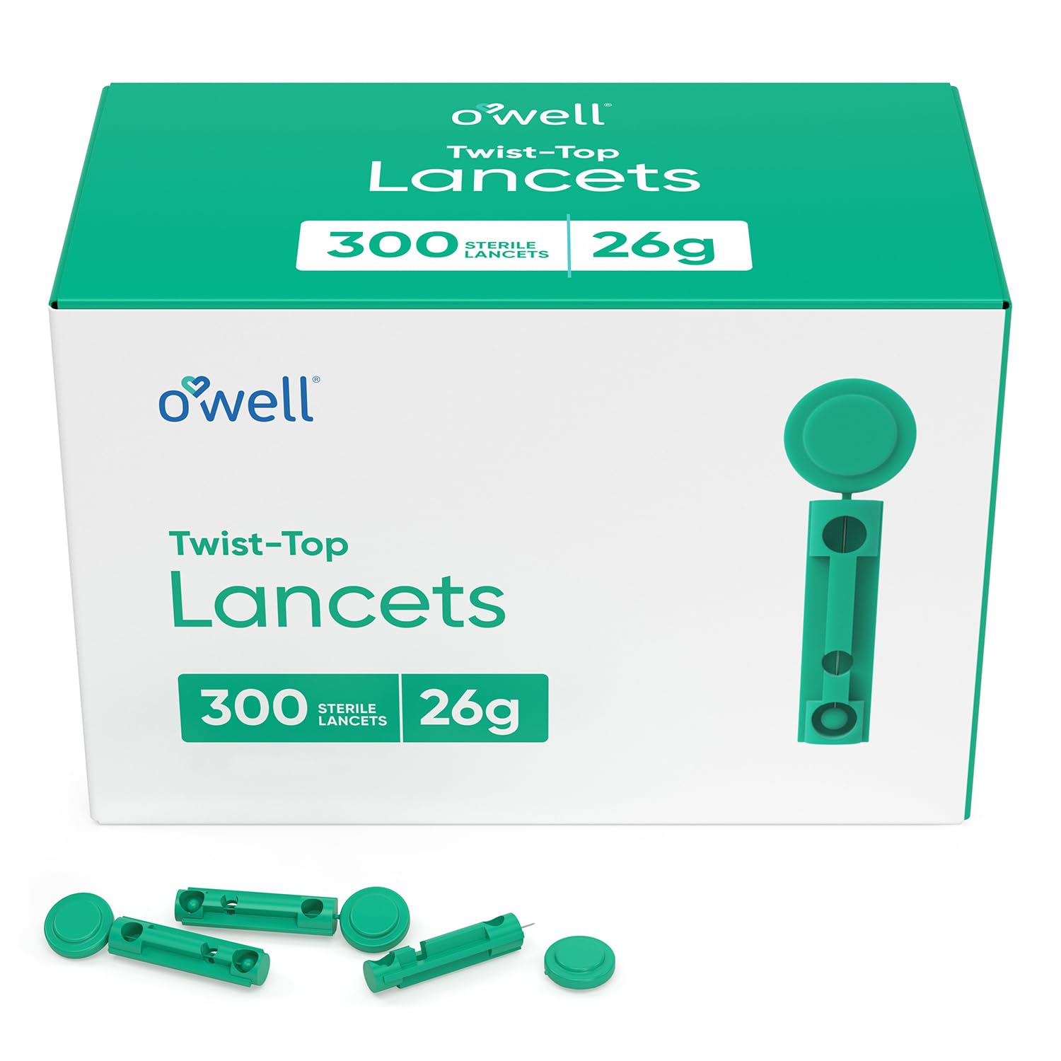 OWELL Twist Top Lancets, Sterile Lancets for Diabetes Testing, Lancets for Diabetic & Blood Sugar Test, Ultra-Thick Lancet for Thick & Calloused Skin, 26 Gauge, 300 Count