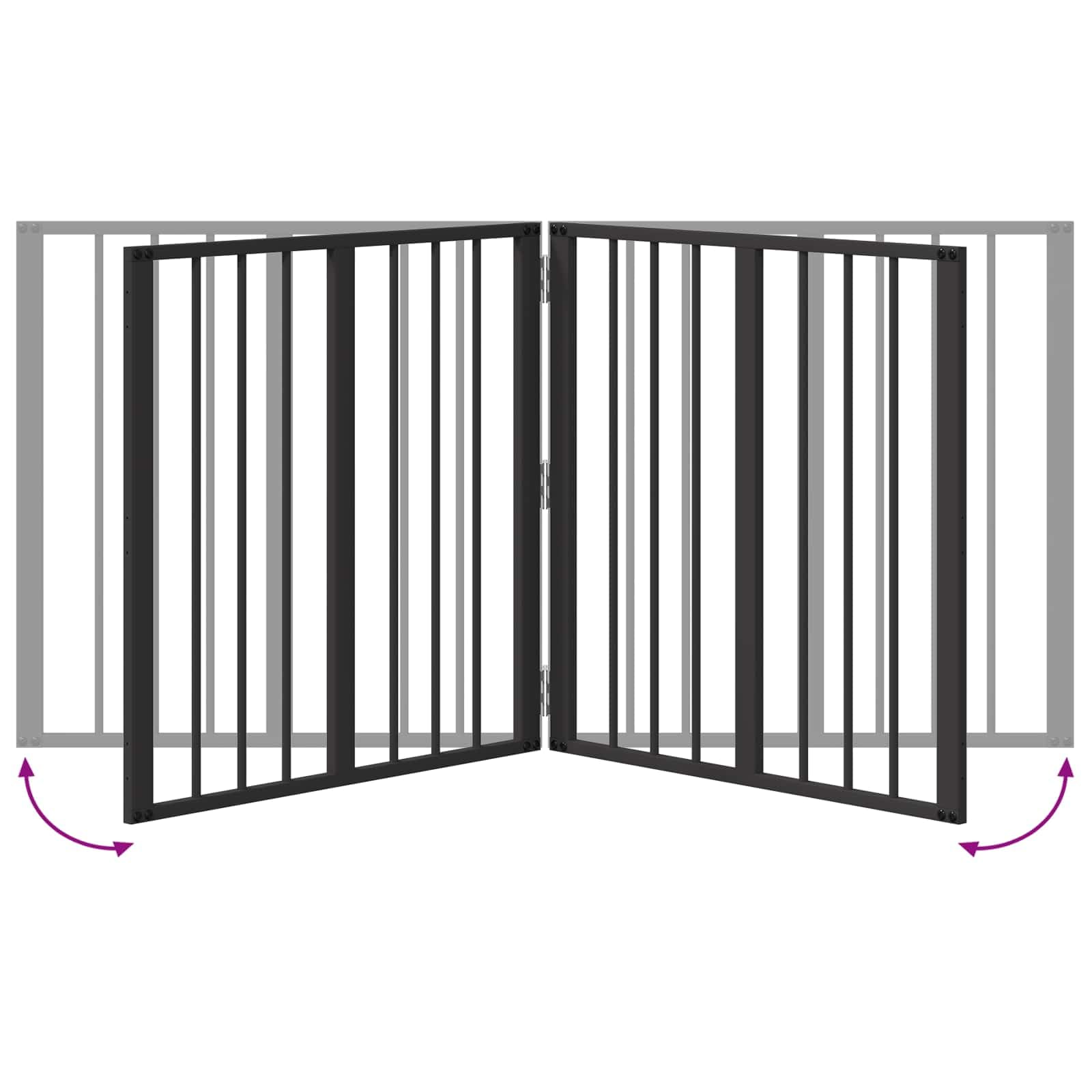 Portería para perros 2 piezas negro de acero galvanizado 60 x 60 cm plegable y portátil para cachorro y perro, caño versátil, protección y seguridad para uso interior y exterior