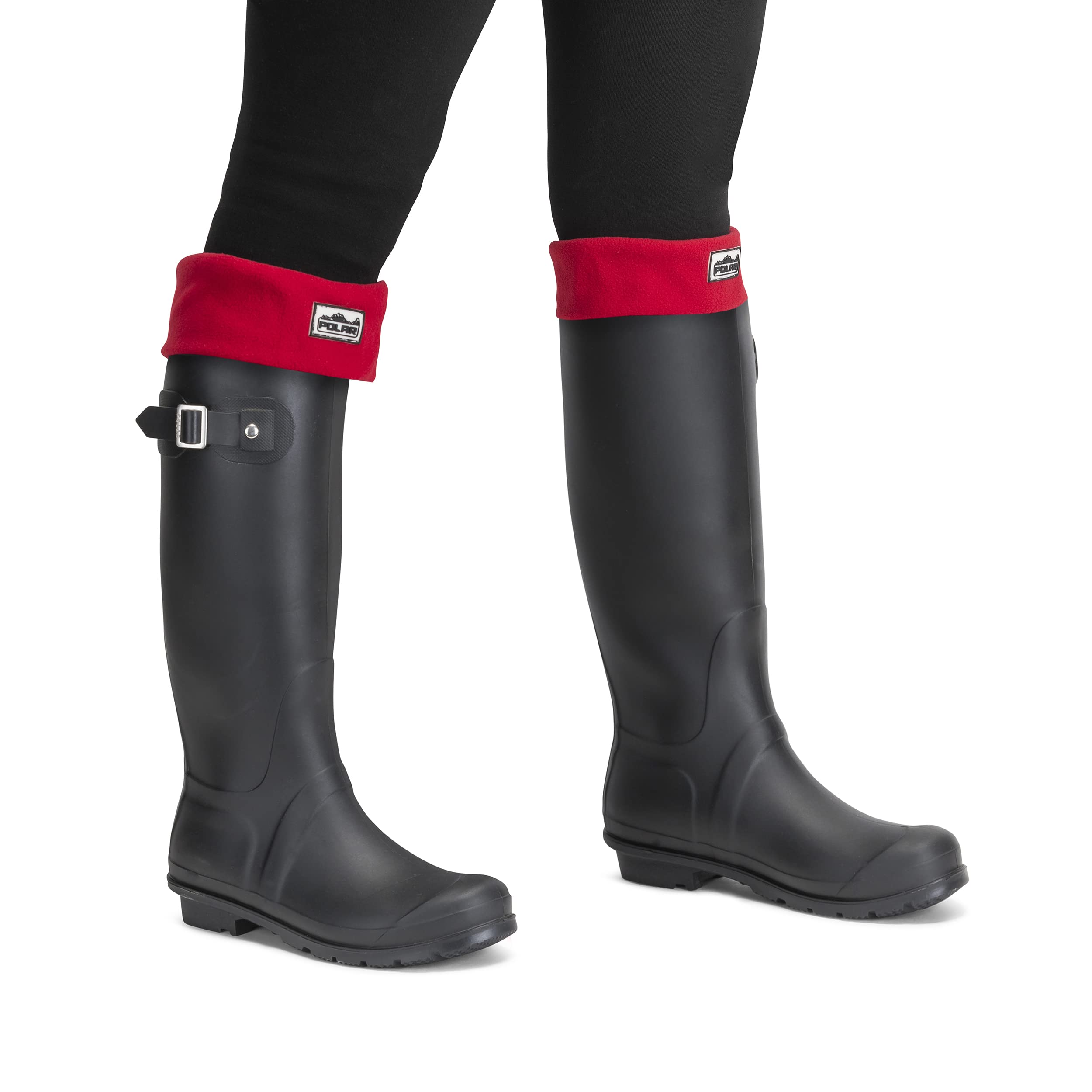 Polar Womens Thermal Fleece Welly Wellington Boot Warm Cosy Soft Wellie Socks - Red - M