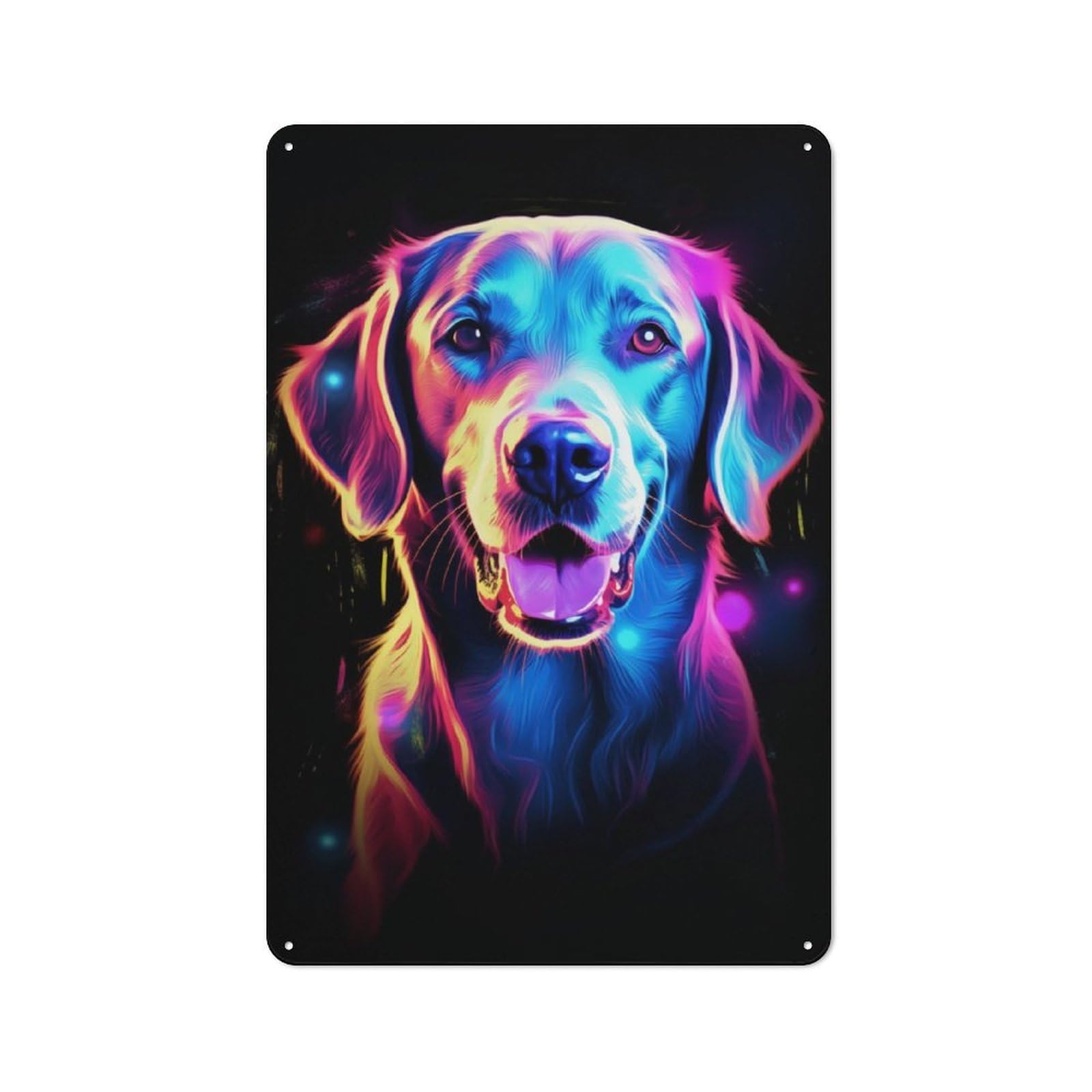 Junmoney Neon Labrador Portrait Tin Wall Plaque 30X20cm With For Bar Or Restaurant, Autumn Wall Decor For Hospitality Decor Collectors