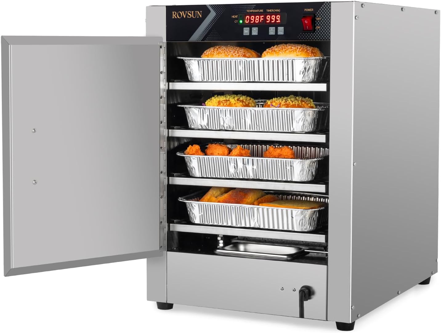 ROVSUN Hot Holding Cabinet Pizza Warmer w/Removable Shelves Water Tray, Pretzel Warmer Hot Box Food Warmer Commercial Electric Food Warmer Countertop for Catering Buffet Restaurant, 110V 800W