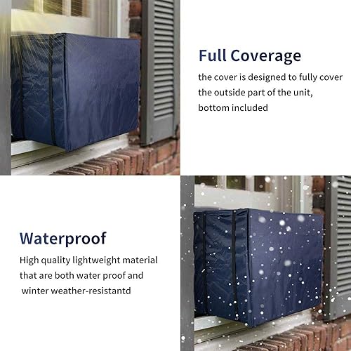 Miniatura 5 de Qualward Cubierta de aire acondicionado de ventana para unidad exterior, cubiertas de aire acondicionado para ventana al aire libre, tamaño mediano,