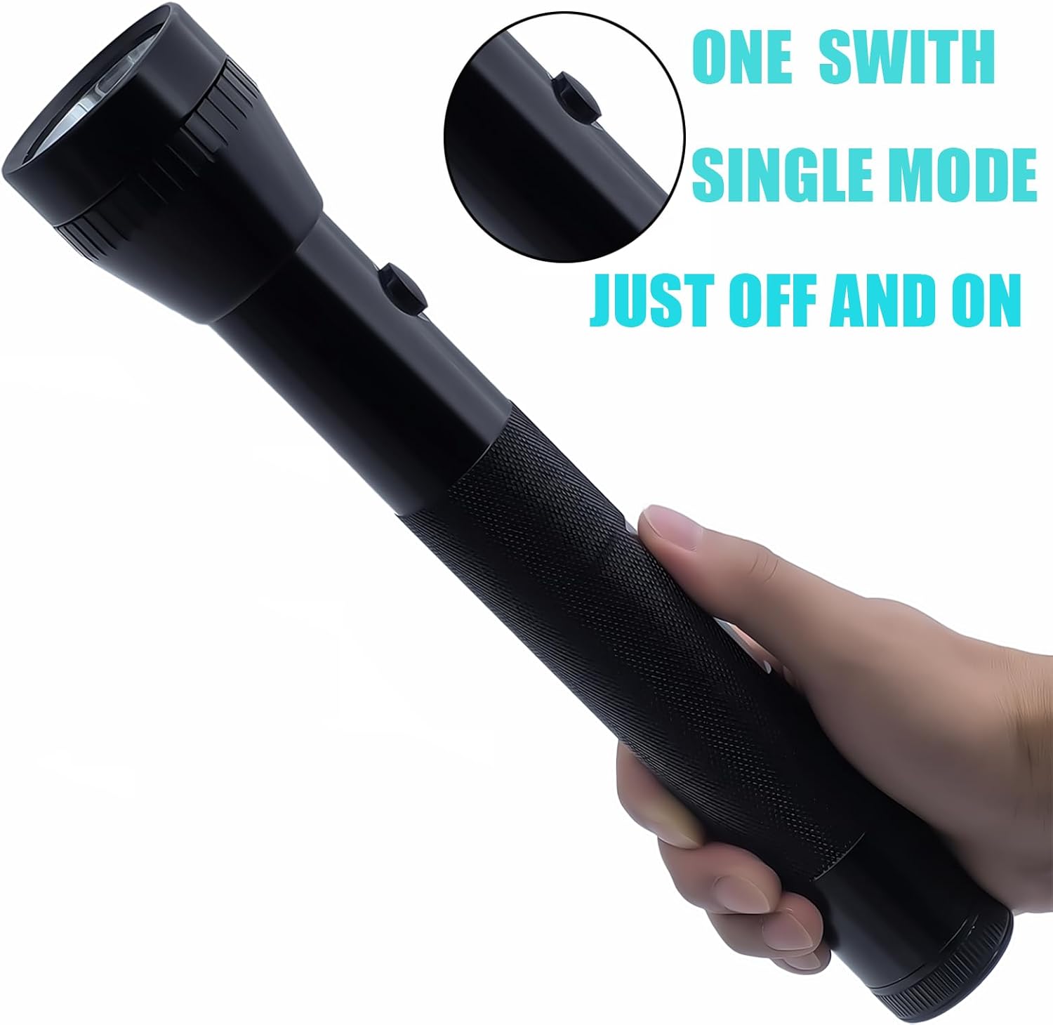 Heavy Duty 3 D Cell Battery LED Big Flashlights, High Lumens,for Home Emergency，Single Mode, Ourdoor，Aluminum(2 Pack)