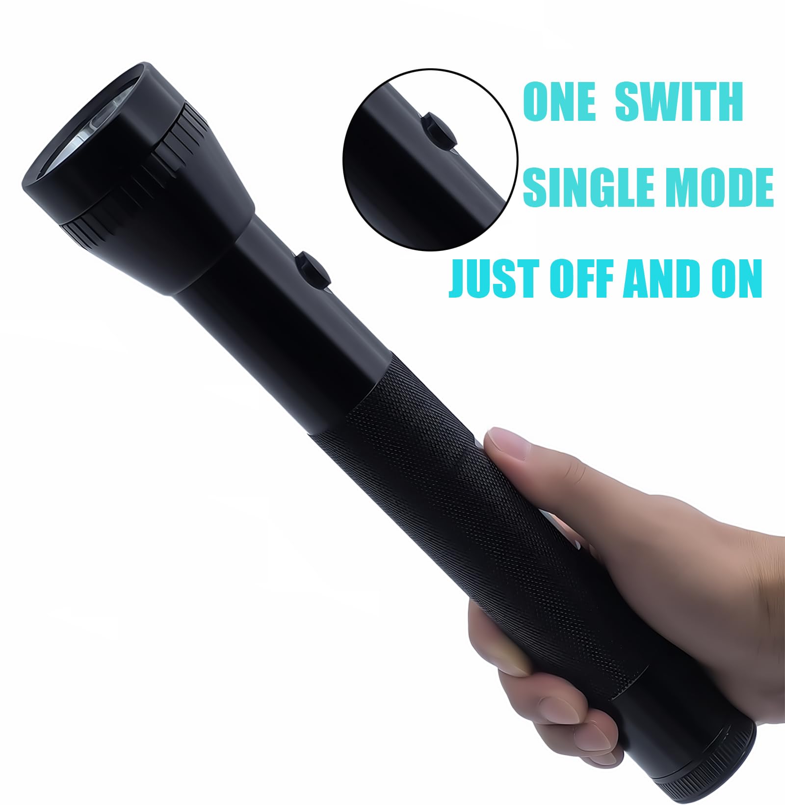 Heavy Duty 3 D Cell batteria LED grandi torce elettriche, alta luminosità, modalità singola, Ourdoor, alluminio (confezione da 2)