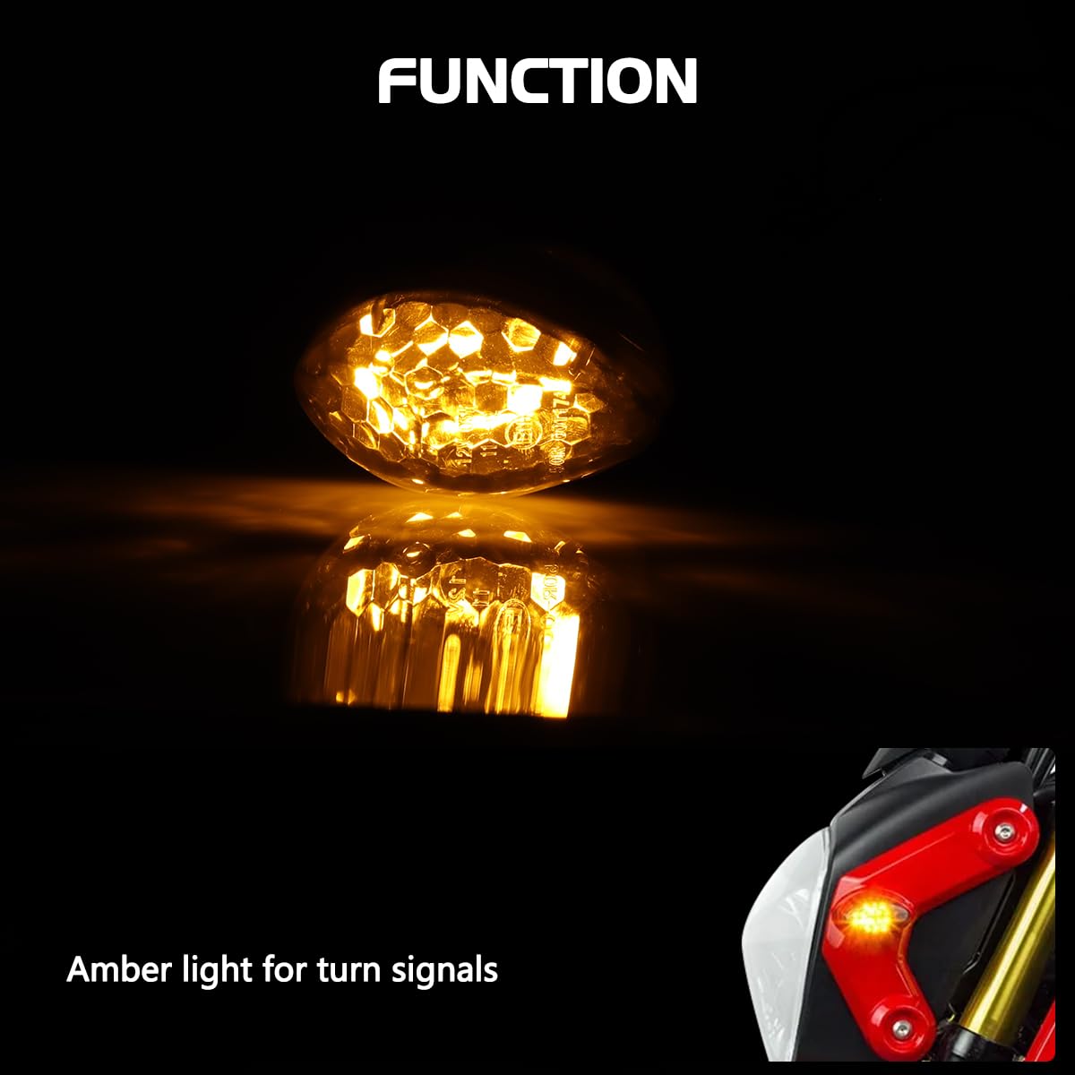 LIUJJYH Flush Mount LED Turn Signals Amber Motorcycle Blinkers Compatible with Honda FZ1 Grom CBR600F4 CBR1000RR CBR600RR CBR600F4I CBR929RR