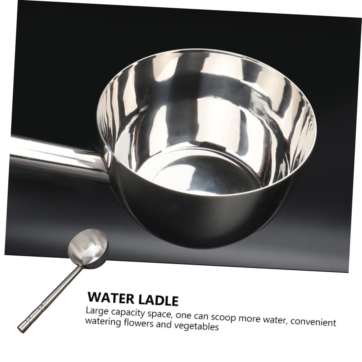 Didiseaon Mestolo per Acqua in Acciaio Inox Mestolo Fondo Piatto Manico lungo Leggero e Facile da Riporre