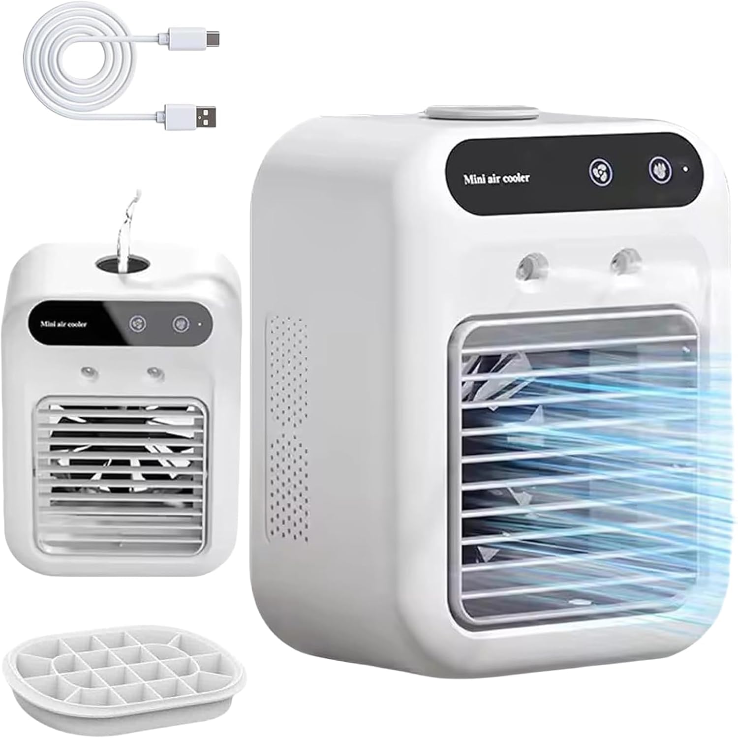 Portable Air Conditioner, Silent 4-In-1, Two Fan Speeds, Two Spray Modes, Mini 20 Db Silent Ac Unit For Office, Suitable For Offices And Bedrooms. (2, White)