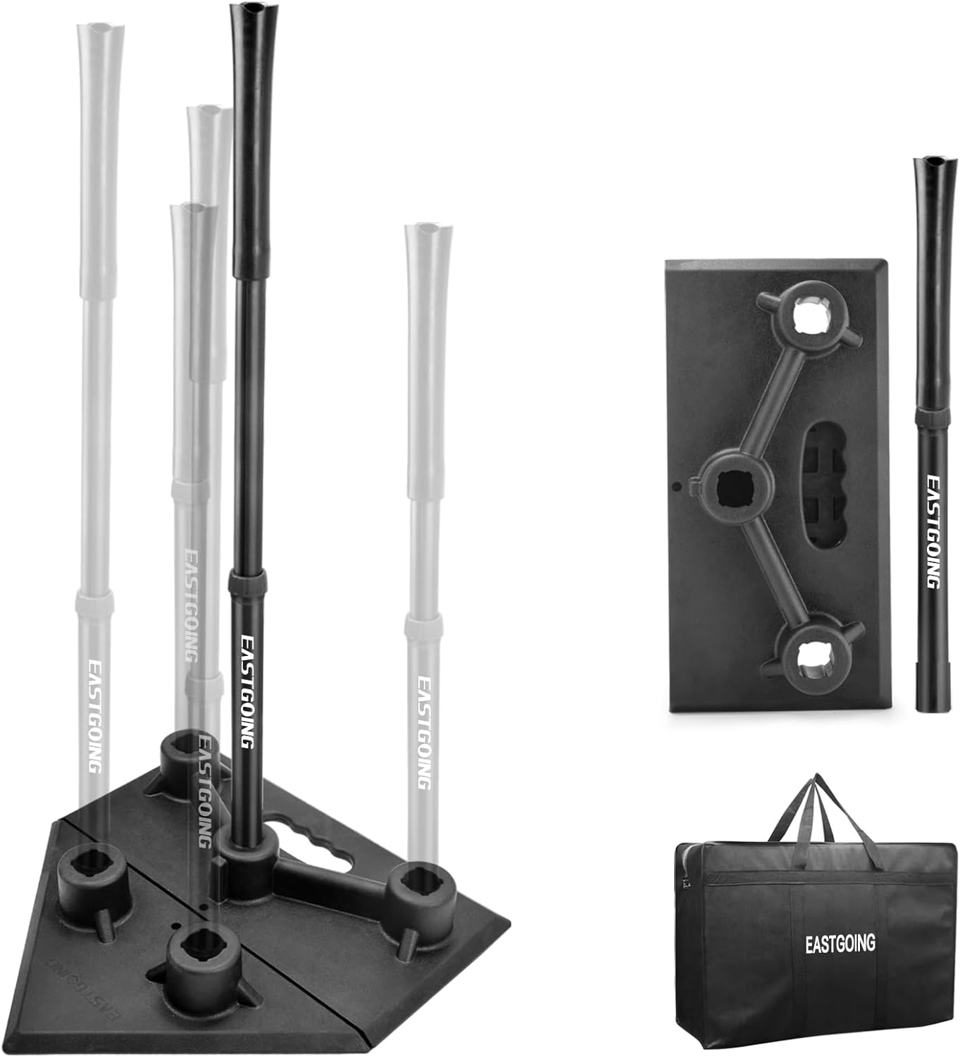 Eastgoing Heavy Duty Baseball and Softball Portable Travel Batting Tee.Adjustable 5-Position Baseball and Softball Batting Tee.Hitting Tee for Any Age Player Baseball