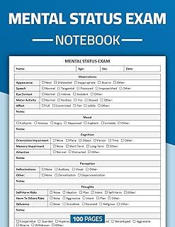Mental Status Exam (MSE) Notebook: Mental Health Assessment Log Book | Mental Status Examination Sheet