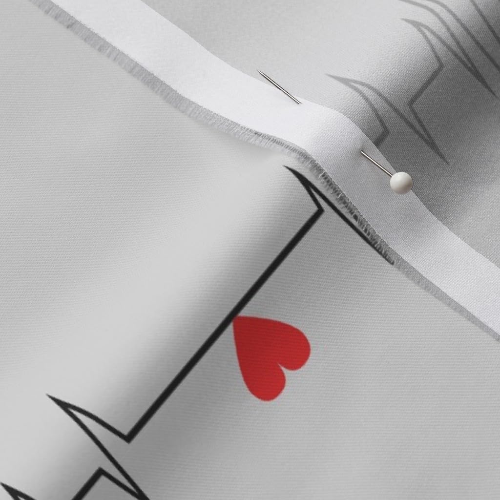 Spoonflower Fabric - Heart Health Awareness CHD Heartbeat EKG Heart Bandage Nurse Doctor Printed on Organic Cotton Sateen Fabric by The Yard - Sewing Quilting Apparel Home Decor
