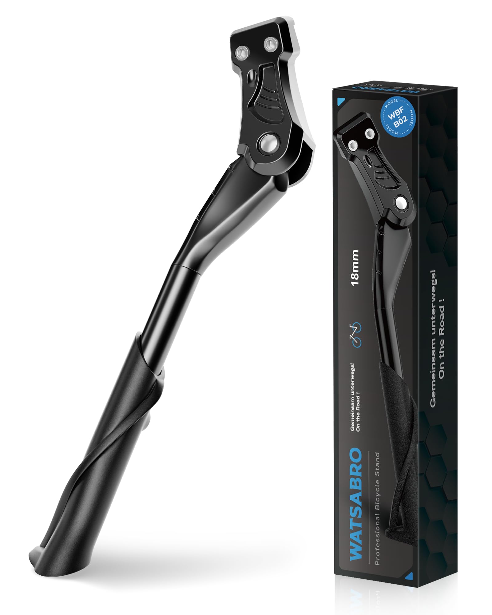 WATSABRO Fahrradständer 24-29 Zoll,Höhenverstellbarer Seitenständer mit 2 Löchern,40mm / 18mm Lochabstand,M5 Schraube Schraubenöffnung 5mm,Stabil Seitenständer E-Bike,MTB