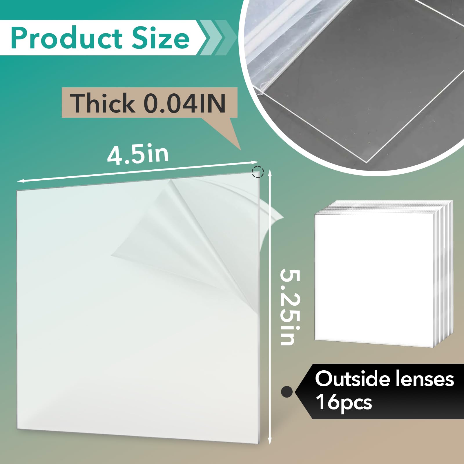 16 lentes de casco de soldadura exterior serie 3350 para Lincoln Electric Viking, lentes transparentes de 4.5 x 5.25 x 0.4 pulgadas
