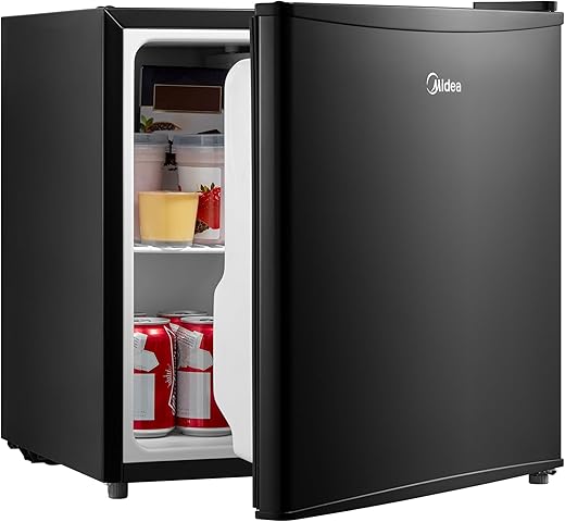 Midea WHS-65LB1 Compact Single Reversible Door Refrigerator, 1.6 Cubic Feet(0.045 Cubic Meter), Black