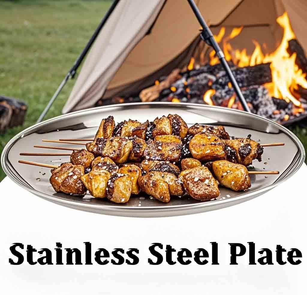 JOIKIT 6 Pack 10 Inch Silver Stainless Steel Plate, Round Metal Dinner Plates, Kitchenware Dinner Dishes Serving Tray Large Camping Plates for BBQ, Snack, Food Serving, Dishwasher Safe