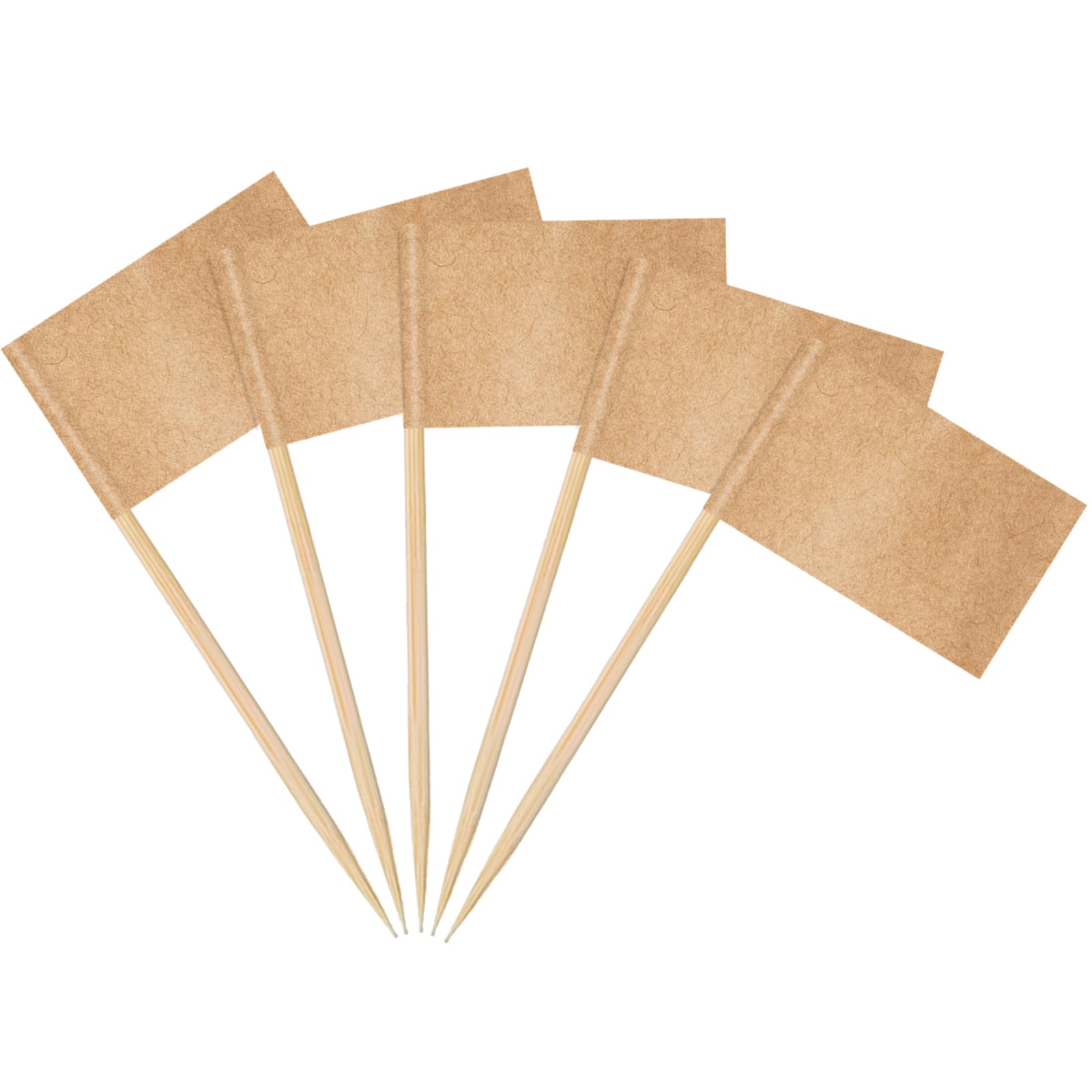 Mini Drapeau Cure-dent Papier Kraft Marron 100 Pièces pour Cocktail Buffet Décoration