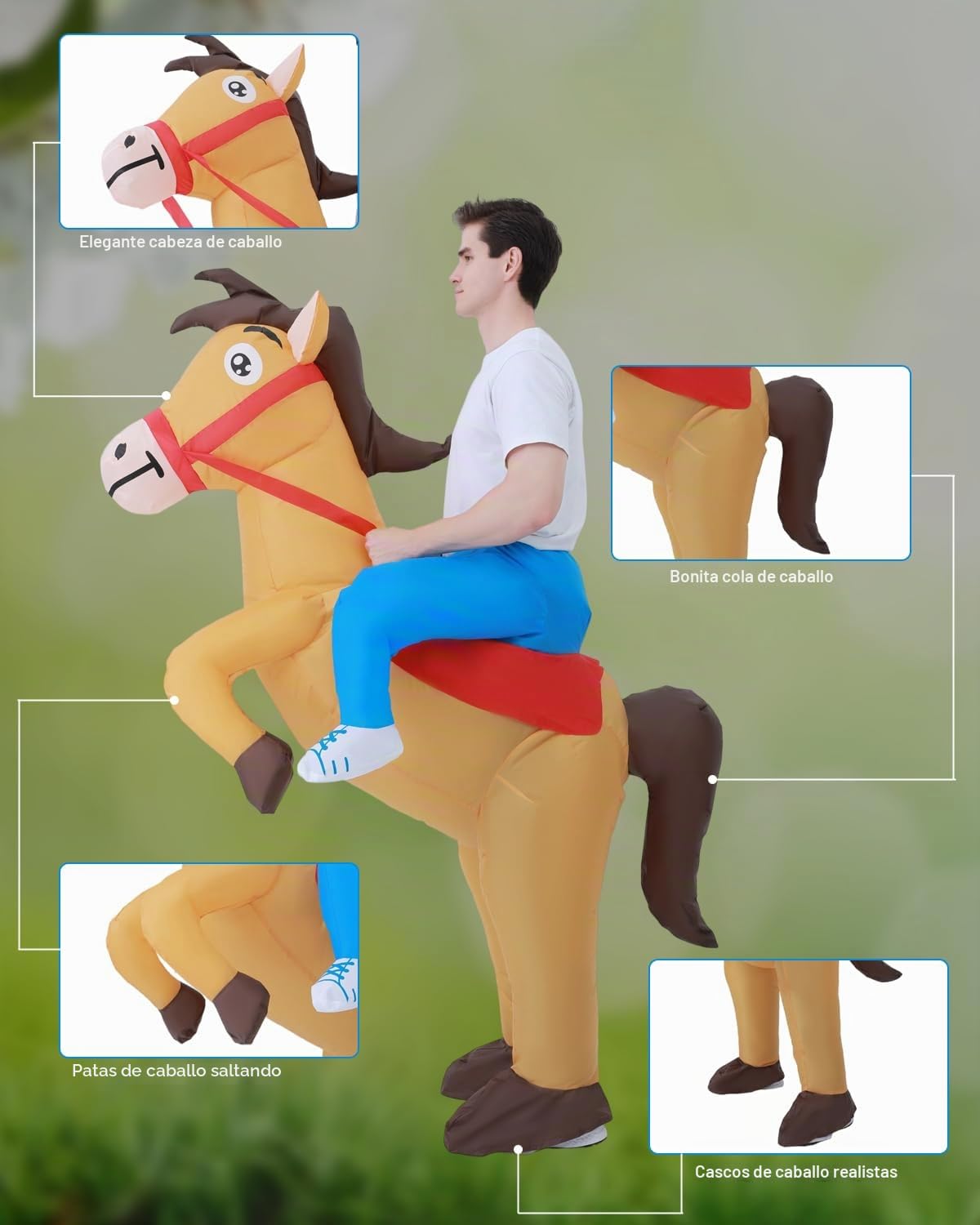Disfraz caballo inflable para adultos - Disfraz caballo unisex para Halloween Carnaval para alturas 150-190cm - Disfraz inflable perfecto para fiestas, cumpleaños celebraciones,dinosaur costume adult