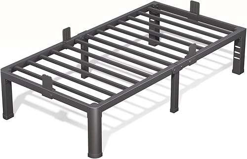 Miniatura 28 de Base de cama matrimonial de 18 pulgadas con esquinas redondeadas y agujero para cabecero, retenedores de colchón de 3500 libras, soporte resistente,