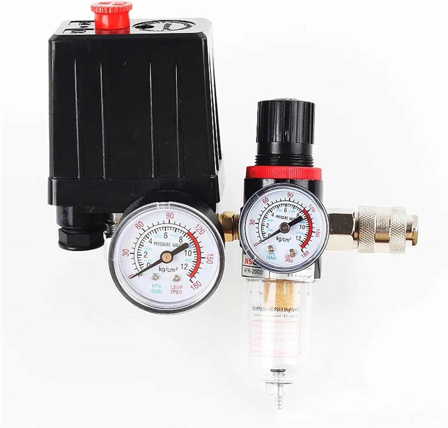 COKYIS Air Compressor 125PSI Automatic Pressure Switch Assembly With Pressure Regulating Valve Oil-Water Separator
