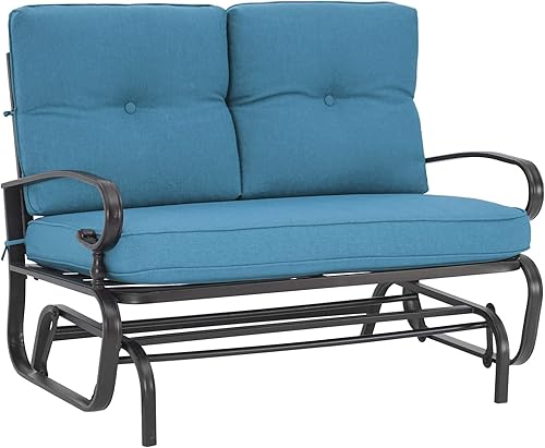 Incbruce Silla mecedora para exteriores, banco planeador de patio para 2 personas, asiento de porche, sofá biplaza para patio, juego de sillas con