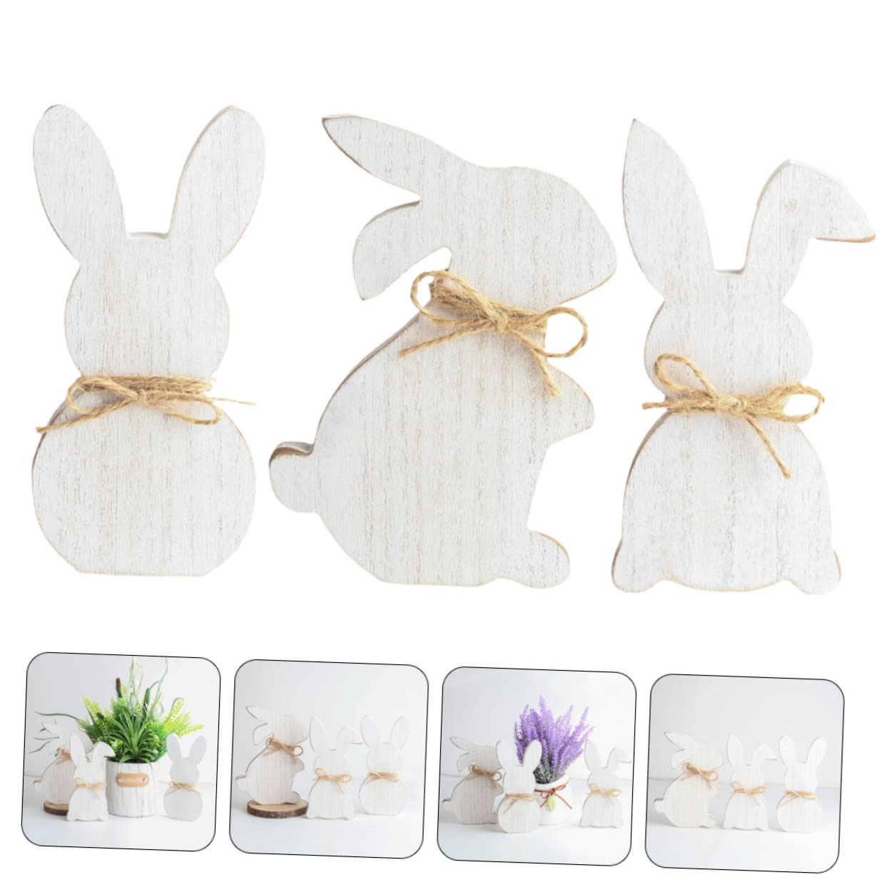 NUOBESTY 5 Set Coniglietto Di Pasqua Decorazione Camera Letto Bedroom Decoration Novità Maiale Fieno Accessori Fai Da Te Per Decorazioni Fai Da Te Di Pasqua Di Legno 3 Pezzi * 5