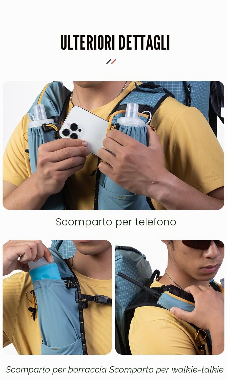 AONIJIE Zaino da arrampicata da 30 l, grande capacità, per campeggio, trekking, alpinismo