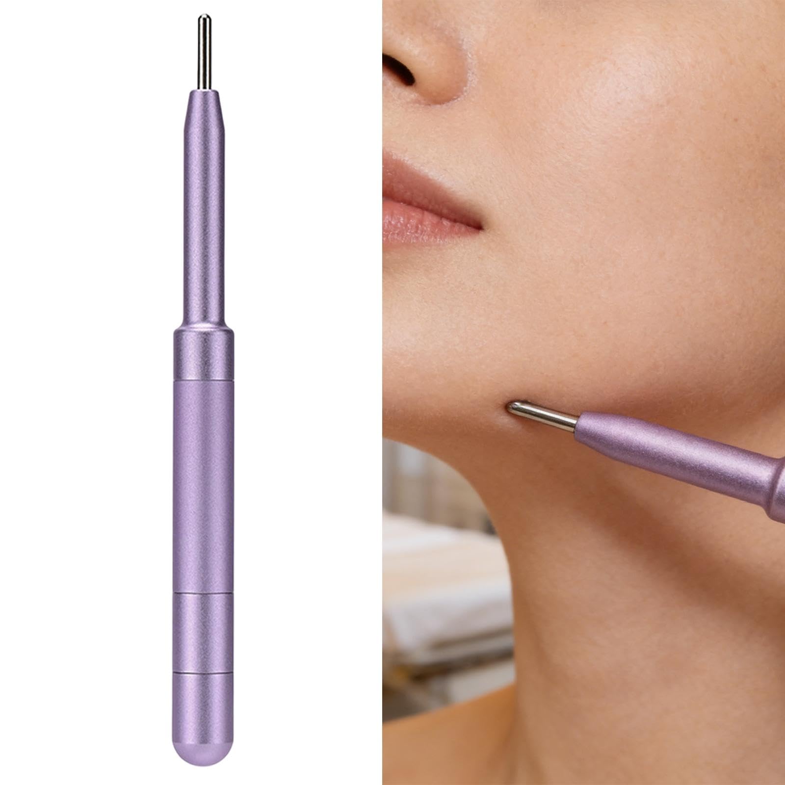 Facial Gesichtsmassage Reflexzonen Aluminiumlegierung Punktmassage Pen Handgerät Mini Manuell Stabil für Spa Körperpflege Reise Geschenk E, Lila