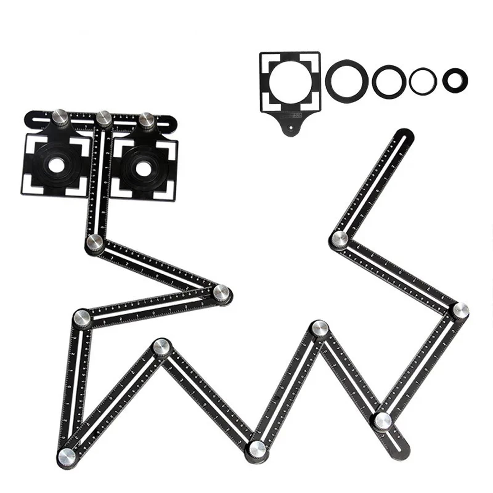 Règle de Mesure Multi-angle Règle pliante en alliage d'aluminium à douze volets, positionneur d'ouverture de carreaux, poinçonnage universel