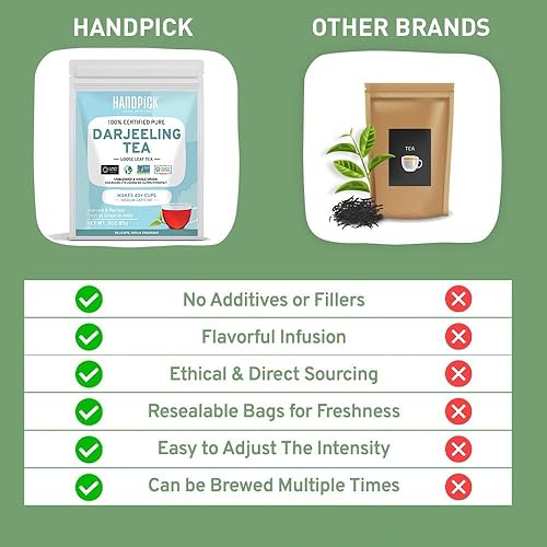 Vista 71 de HANDPICK, Bolsas de té negro orgánico English Breakfast (100 unidades) USDA Orgánico, sin OMG Té negro fuerte, robusto y alto en cafeína Bolsas