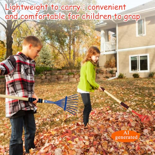 Pack 2 rastrillos infantiles de metal con mango de madera 28 in miniatura 2