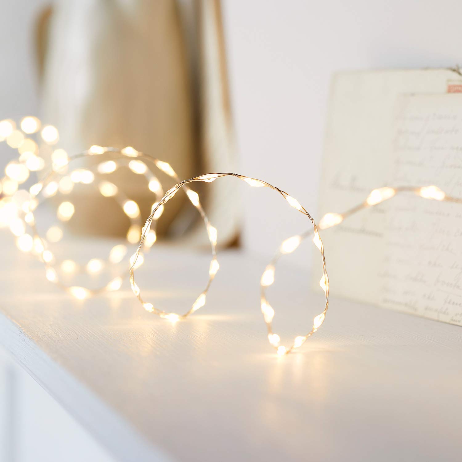 Lights4fun Lichterkette 378er Micro LED warmweiß, strombetrieben