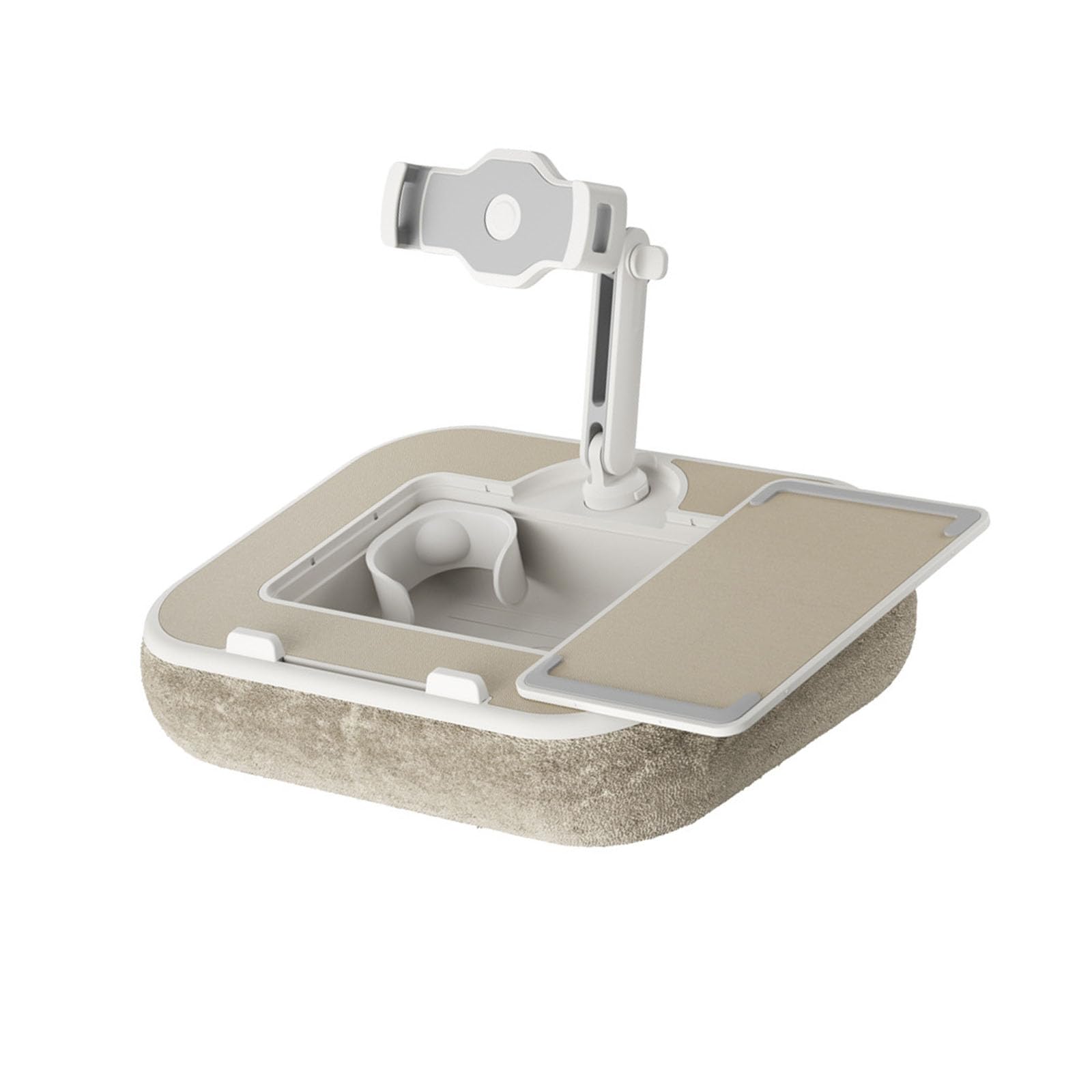 Soporte plegable para tableta portátil con soporte para bebidas y espacio de almacenamiento, estructura compacta para viajes en interiores Soporte de teléfono giratorio
