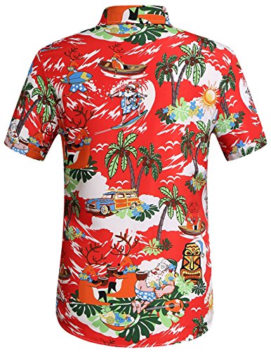 Sslr Men's Santa Claus Party Tropical Ugly Hawaiian Christmas Shirts (X-Large, Red) #TOP1