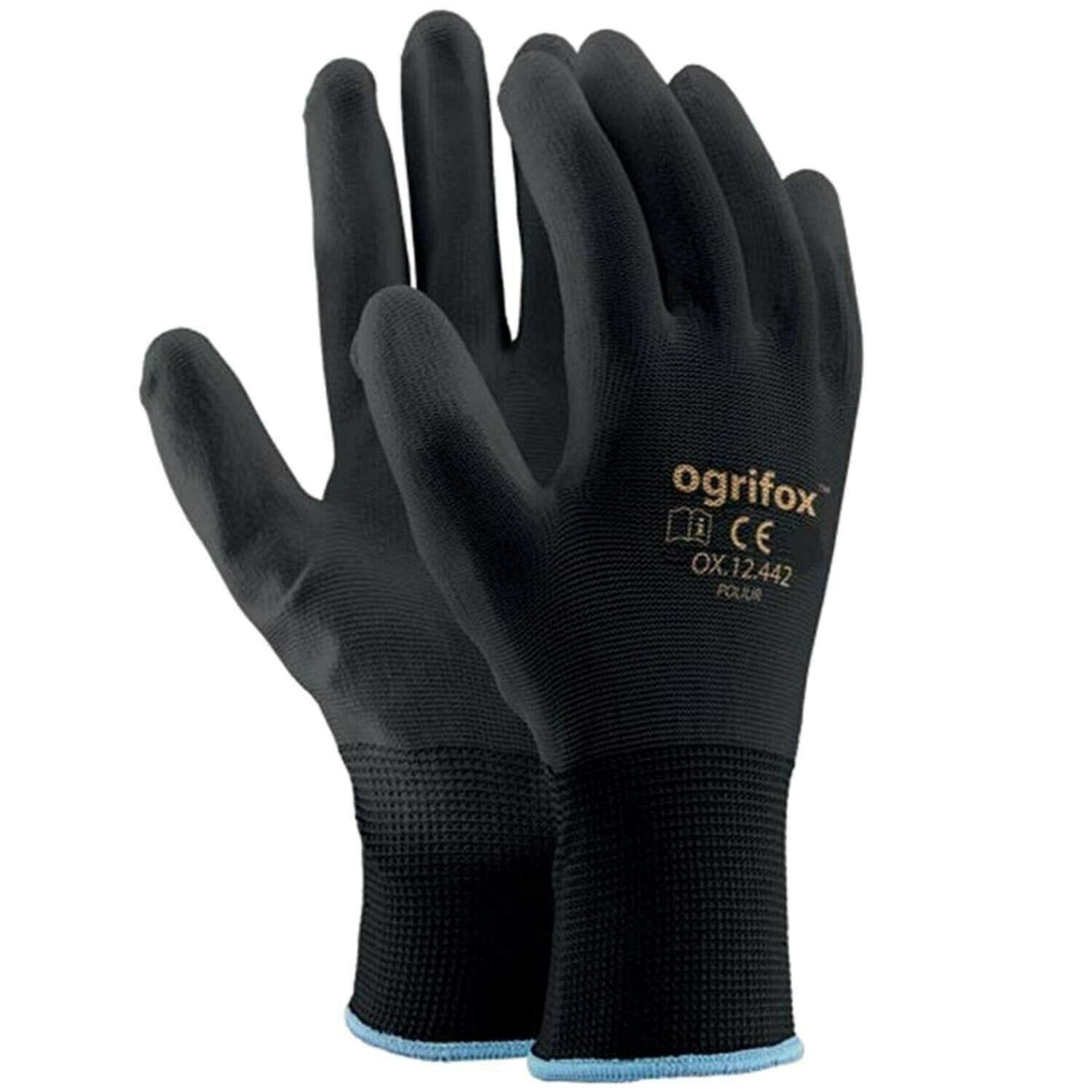 12 Pairs Ogri Fox Nylon Work Gloves Size 10