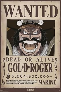 BUY ART FOR LESS Officially Licensed One Piece - Wanted Gold Roger Art Poster - 24 x 36 Inch - Decorative Print - Poster Paper - Ready to Frame