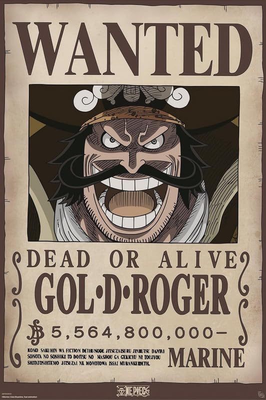 BUY ART FOR LESS Officially Licensed One Piece - Wanted Gold Roger Art Poster - 24 x 36 Inch - Decorative Print - Poster Paper - Ready to Frame by BUY ART FOR LESS - Used condition - US$16.05