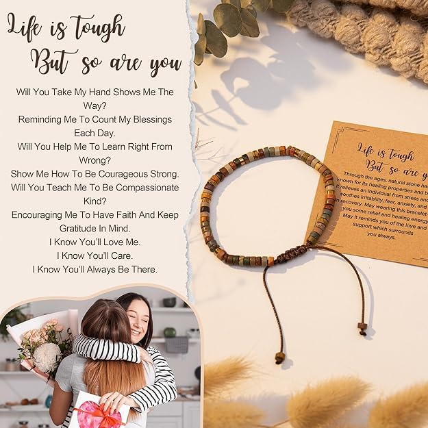 Inspirational Gifts Bracelets for Women - Healing Natural Stone Beaded Bracelets, Gifts for Her Graduation Birthday, Get Well Gifts for Friends, Sister, Bestie, Daughter - Image 3