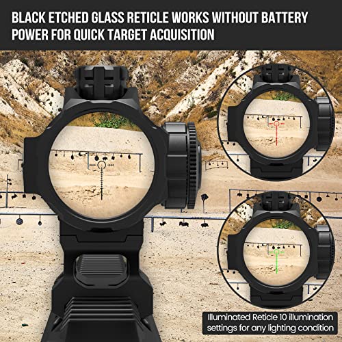 Votatu P3X Prism Scope Shake Awake 3X Magnification Prism Sight With Etched Reticle And Red & Green Illumination, Compact Rifle Scope #TOP1