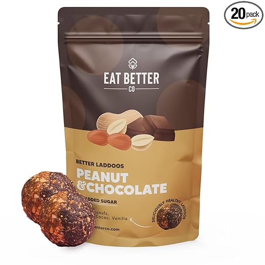 EAT BETTER CO - Better Laddoos - Peanut & Chocolate - Delicious Sugar-Free Laddoos | Energy-Bar Replacement | Dry-Fruit Laddoo | High Protein and Instant Energy - Pack of 20