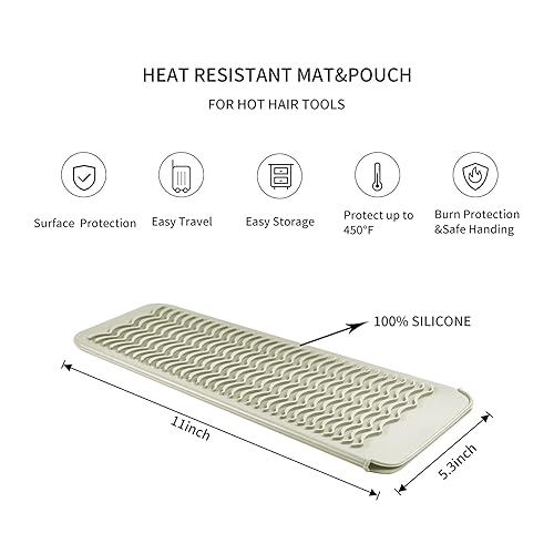 Miniatura 2 de EIOKIT Bolsa de viaje de silicona resistente al calor para alisador de cabello, rizadorrizador, varita para rizar el cabello, plancha plana, plancha