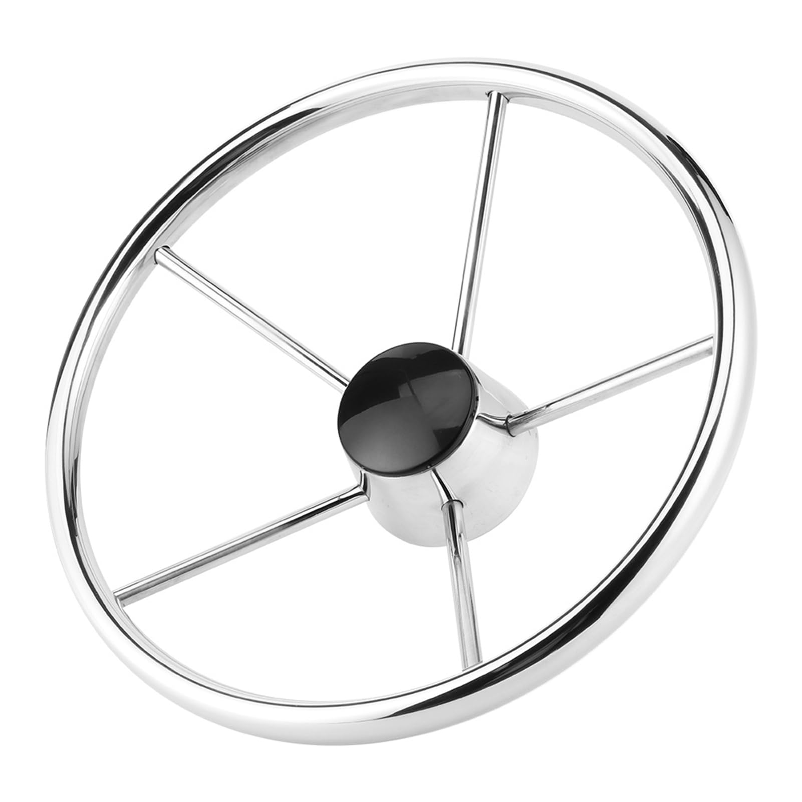Ymiko Boat Steering Wheel, Stainless Steel Marine Steering Wheel Easy Installation Steel for Boat, Yacht