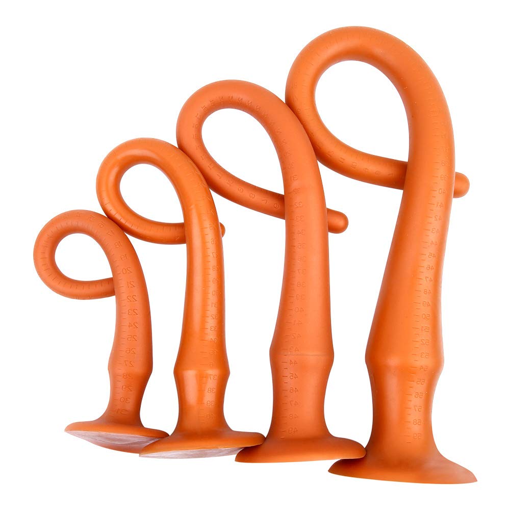 Set di spine anali, morbido dildo anale in silicone liquido con ventosa masturbatori vaginali giocattoli erotici per donne SM sesso anale gay (gold,L)