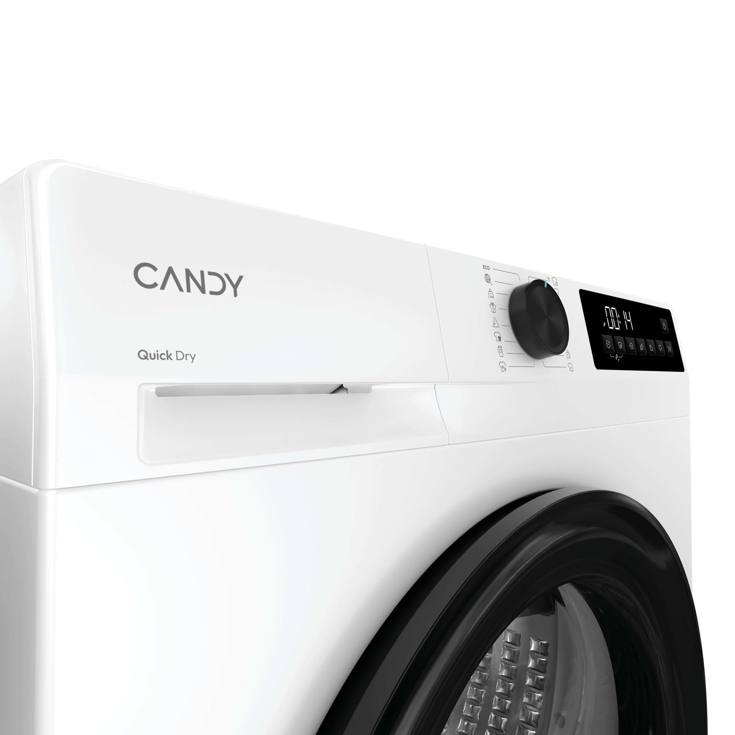 Candy ProDry 300 GDL 8N1B-S, asciugatrice 8KG, pompa di calore, pannello digitale e ruota, AI Smart Move, 16 cicli, 7 rapidi, cassetto condensazione, stiratura facile, casa ritardata 24H, 62DB, bianco