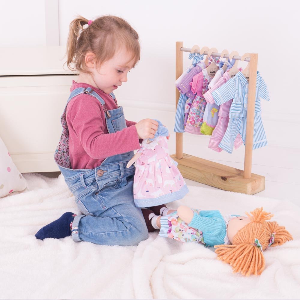 15 Ganci Appendini Per Vestiti Di Bambole In Plastica - Colorati (Rosa, Verde, Viola) - Per Bambole Baby E Accessori - 3