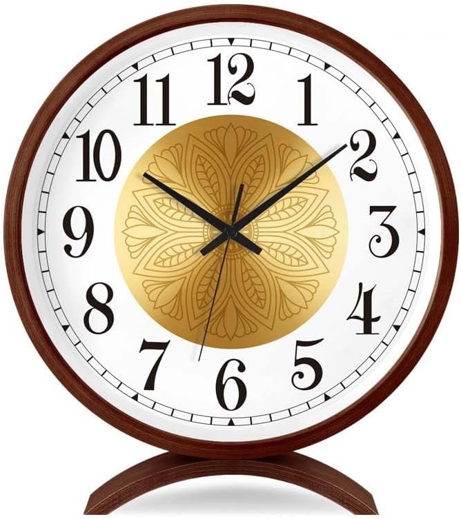 Mantel Clock, Desk Clock, Solid Wood Mantel Clock, Family Clock of Living Room Bedroom Solid Wood Quartz Clock Desktop Decoration(B,8in)