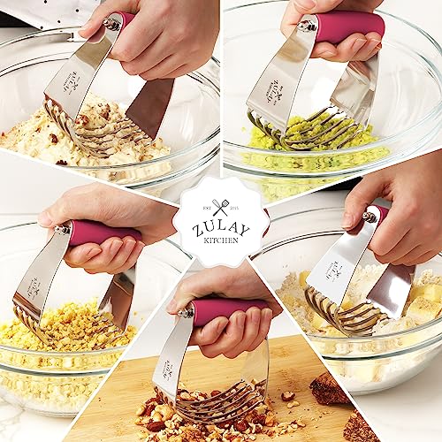 Zulay Kitchen Dough Blender - Stainless Steel Pastry Cutter, Heavy Duty Dough Cutter With Blades, Pastry Blender And Butter Cutter - Pastry Cutter For Baking (Hot Pink)