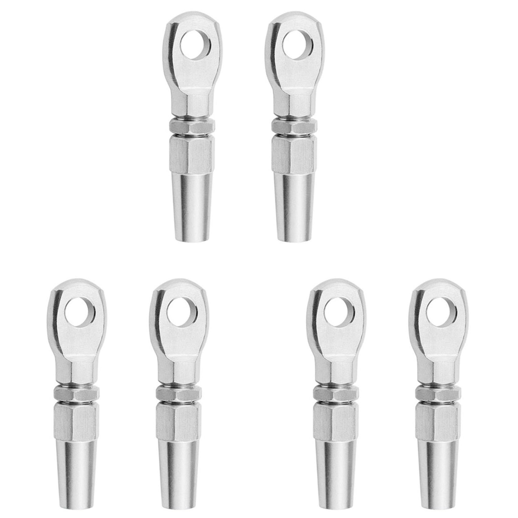 Jnchdghwa Silver 6Pcs Marine Grade 316 Stainless Steel Swageless Eye Terminal Wire Cable Rope Diy Fitting Rigging Hardware Balustrade Kit