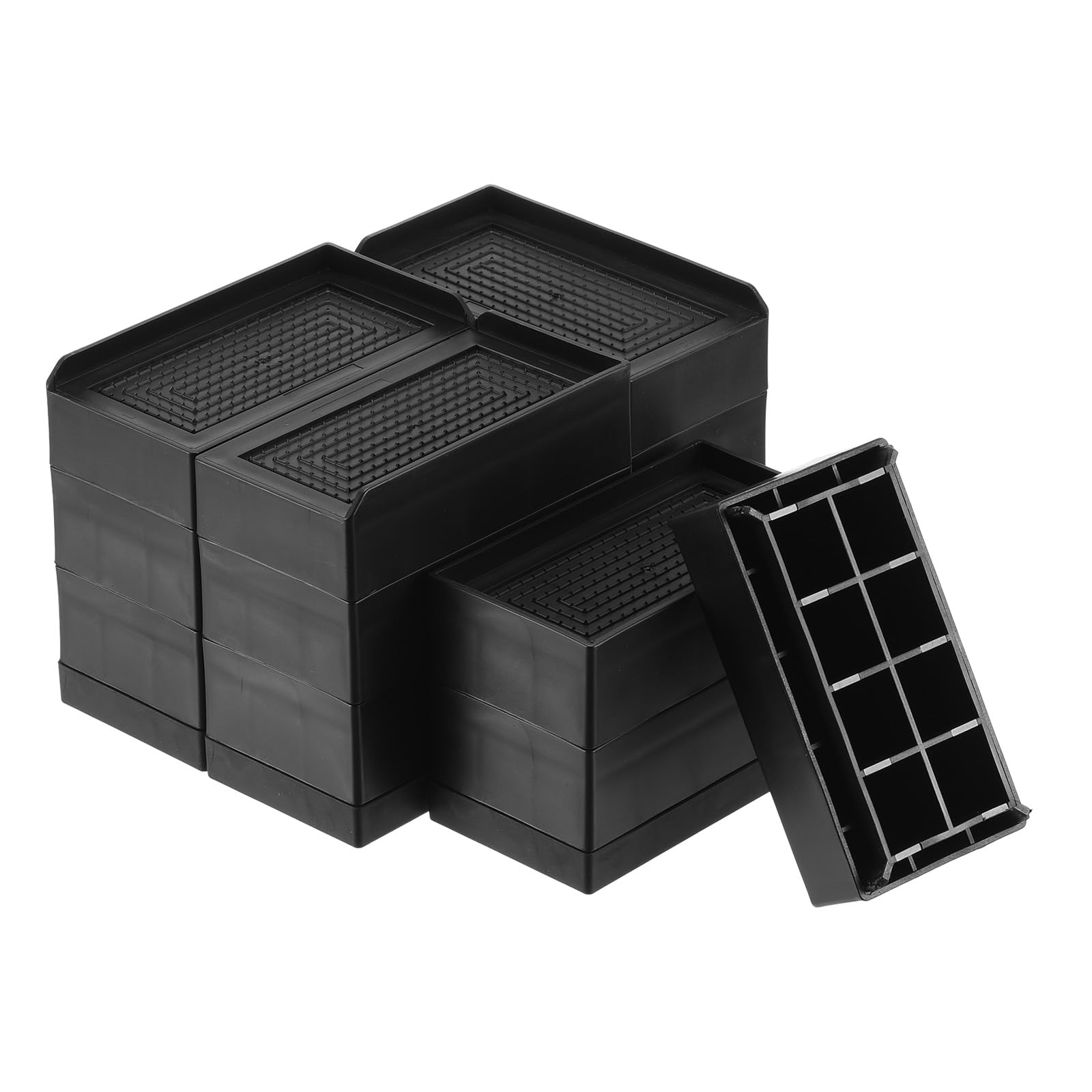 uxcell Paquete de 4 elevadores de cama rectangulares, 4.33 pulgadas, borde en L, resistentes, ajustables, para cama, sofá, mesa y elevador de sofá (negro)