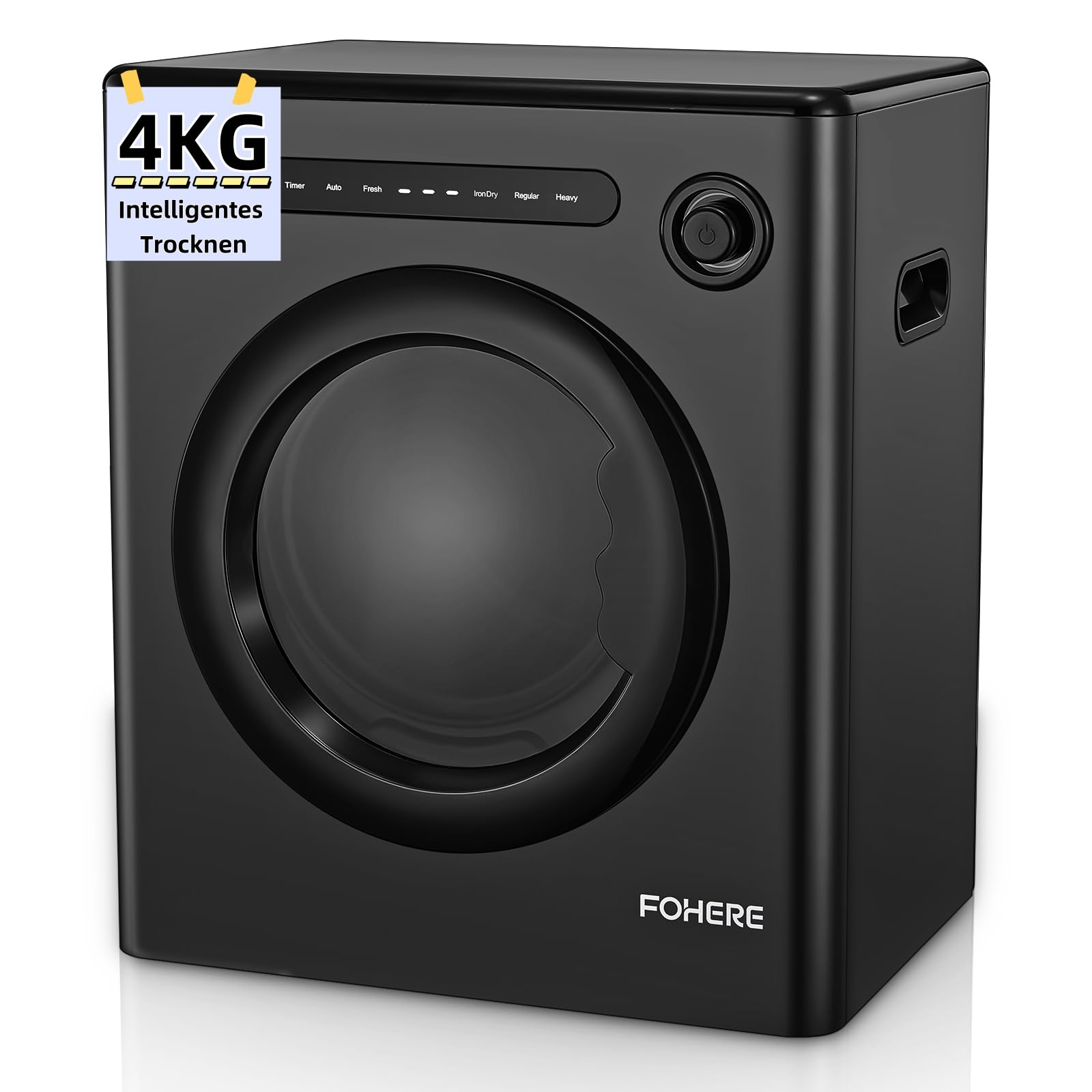 Sèche-Linge 4KG Compact à Evacuation 1200W 6 Programmes Séchage Intelligent Protection Anti-Froissage Ecran Tactile LED Noir