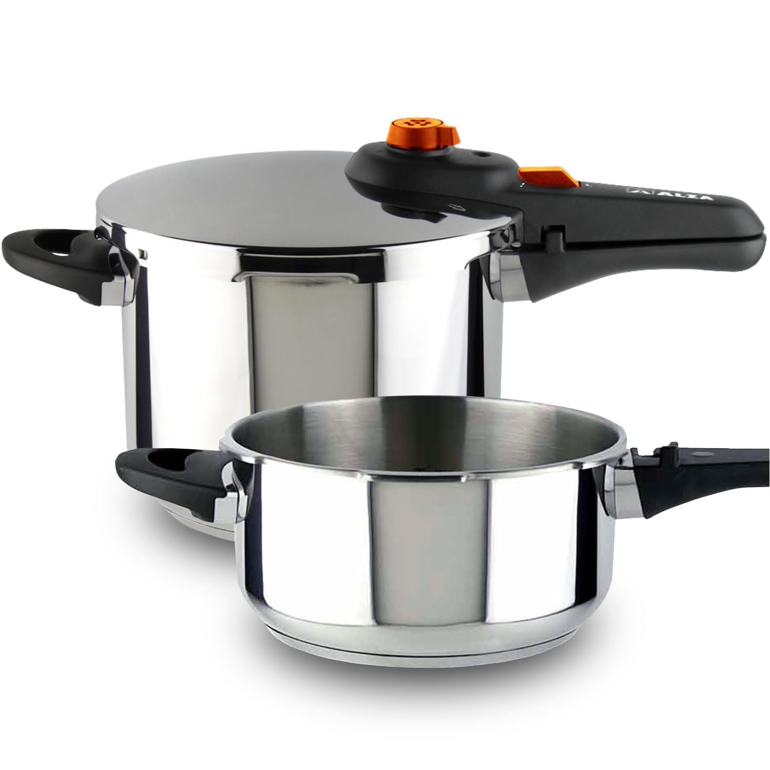 Alza Syma - Duplex de Ollas Express Rápidas 4+6L, Acero Inoxidable 18/10, 5 Sistemas de Seguridad, Todo Tipo de Cocinas, Inducción, Ahorro de Energía