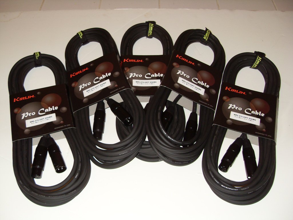 25ft XLR Microphone Pro Cable 5 Pack of 25' Audio Cable